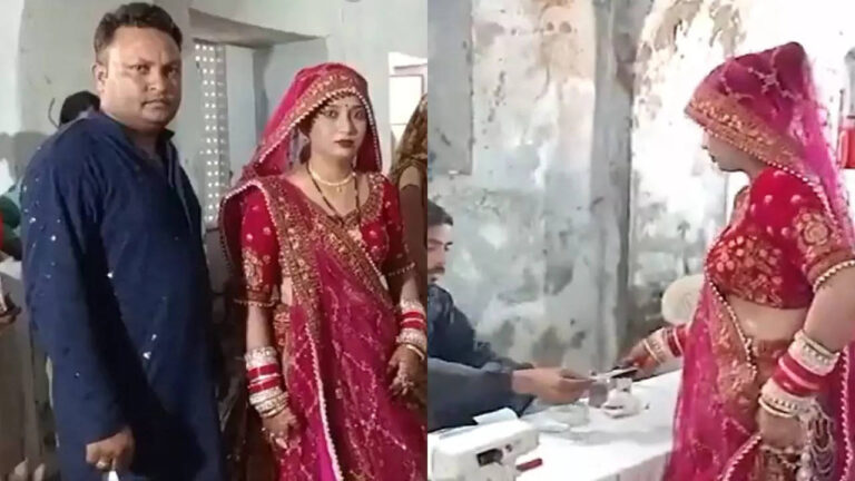 Watch: A day after wedding, bride casts vote for assembly bypoll in Rajasthan’s Dausa