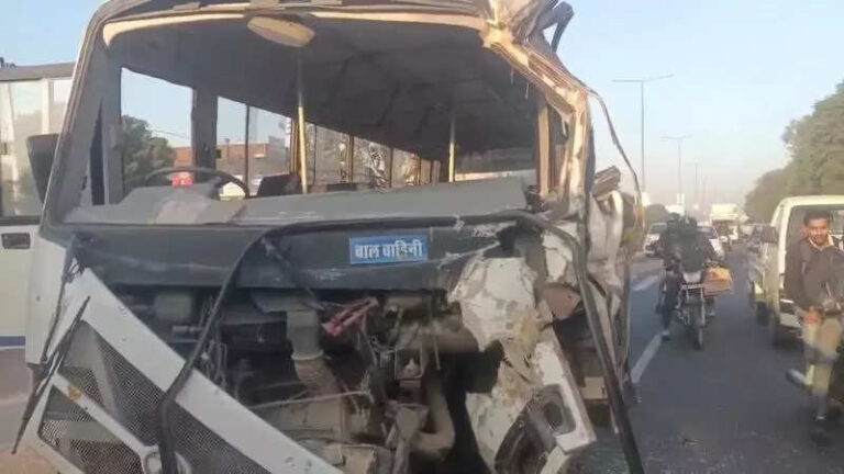 Minor injuries for students after school bus collides with truck on Kalwar Road