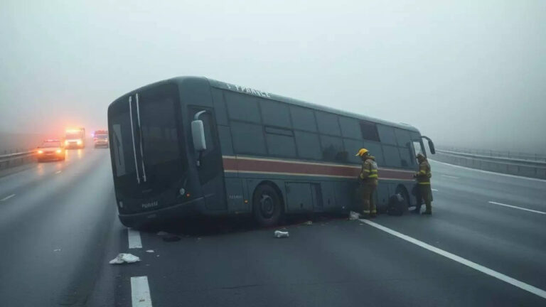 Several injured as bus overturns on Jaipur-Udaipur highway amid dense fog